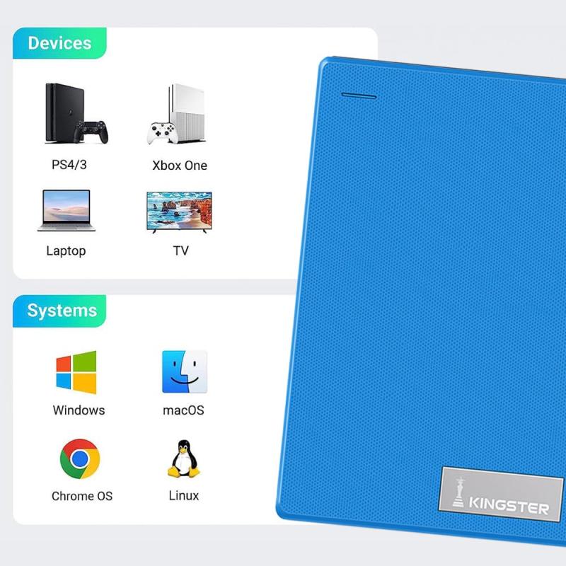 KINGSTER®  External Hard Drive – Blue