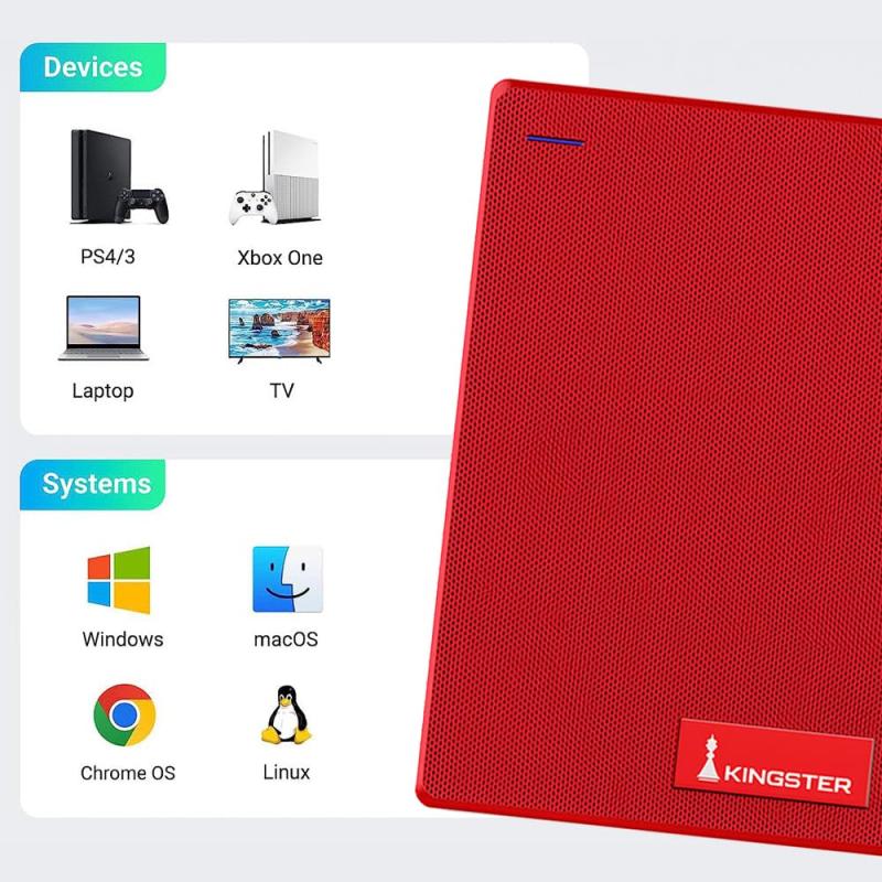 KINGSTER®  External Hard Drive – Red